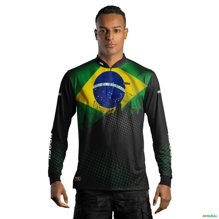 Camisa Agro BRK Bandeira Brasil com UV50 + Envio Imediato -  Gênero: Masculino Tamanho: M