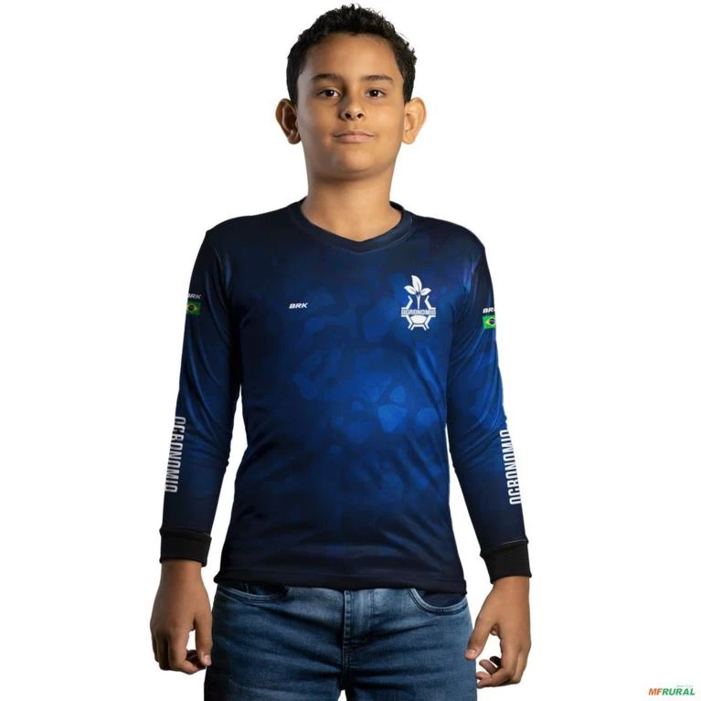 Camisa Agro BRK Azul Símbolo Agronomia com UV50 + -  Gênero: Infantil Tamanho: Infantil M