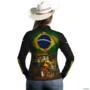 Camisa Agro BRK Força do Agro Brasil com UV50 + -  Gênero: Feminino Tamanho: Baby Look GG