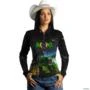 Camisa Agro Brk Preta Agro Pulverizador com UV50+ -  Gênero: Feminino Tamanho: Baby Look PP
