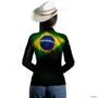 Camisa Agro BRK Bandeira Brasil com UV50 + -  Gênero: Feminino Tamanho: Baby Look G2
