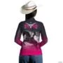 Camisa Feminina Brk Texas Girl Preta e Rosa UV50+ -  Gênero: Feminino Tamanho: Baby Look PP