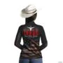 Camisa Agro BRK Texas Country Girl EUA Preta com UV50+ -  Gênero: Feminino Tamanho: Baby Look G2