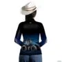 Camisa Agro BRK Preta Degradê Azul Trator T7 com Proteção UV50+ -  Gênero: Feminino Tamanho: Baby Look P
