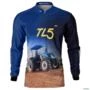 Camisa Agro BRK Degradê Azul Trator TL5 com UV50+ -  Gênero: Masculino Tamanho: M