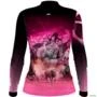Camisa Agro Feminina BRK Team Roping Rosa UV50+ -  Gênero: Feminino Tamanho: Baby Look G