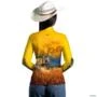 Camisa Agro BRK Colheitadeira Amarela Com Proteção UV50 + -  Gênero: Feminino Tamanho: Baby Look PP