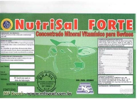 NUTRISAL FORTE , NÚCLEO VITAMÍNICO PARA BOVINOS DE ENGORDA, CRIA E RECRIA