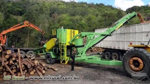 picador de madeira cavaco toras eucaliptos pinus floresta biomasa autofornos