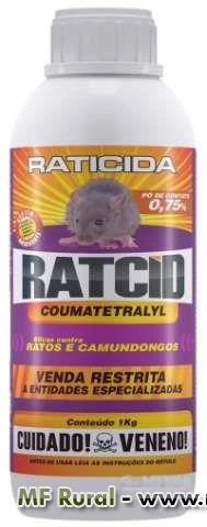 Ratcid Pó Contato 1 Kg - raticida cobre grandes áreas