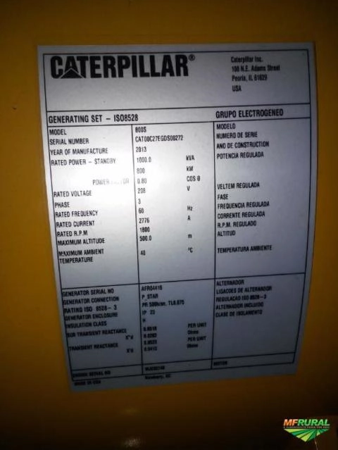 Imagem Gerador Caterpillar 1000KVA NOVO Imagem Gerador Caterpillar 1000KVA NOVO