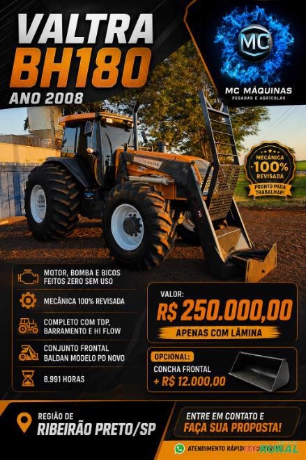 Trator Valtra BH180 2012 à venda – 7.017 horas – Hi Flow – Ribeirão Preto SP Imagem Trator Valtra BH180 2012 à venda – 7.017 horas – Hi Flow – Ribeirão Preto SP