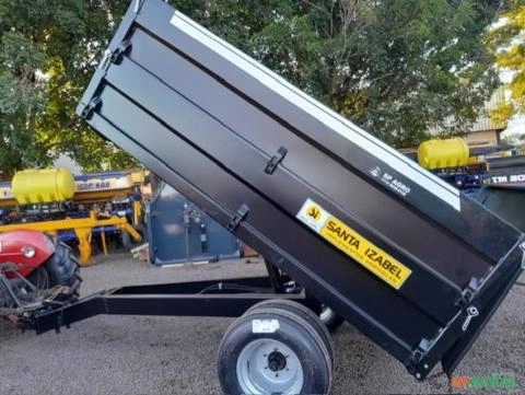 Carreta Basculante modelo CBH 5000 kg marca Santa Izabel Nova com Pneus Novos Imagem Carreta Basculante modelo CBH 5000 kg marca Santa Izabel Nova com Pneus Novos