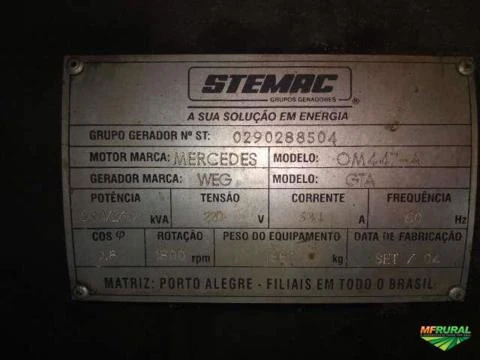 GRUPO GERADOR DE ENERGI STEMAC 260 / 290 KVA MOTOR MERCEDES BENZ COM GERADOR WEG E PAINEL AUTOMATICO