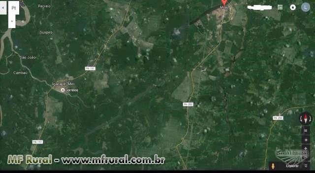 Terreno c/ título definitivo, 4000hectares, 16 km de frente de Rio - Pará