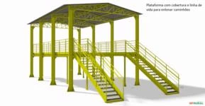 plataforma para caminhões móveis e fixa com linha de vida e cobertura