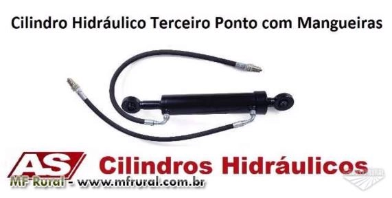 CILINDRO HIDRÁULICO TERCEIRO PONTO COM MANGUEIRAS Imagem CILINDRO HIDRÁULICO TERCEIRO PONTO COM MANGUEIRAS
