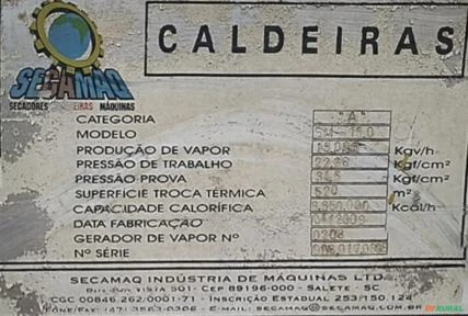 Caldeira de 15.000 kgv/h