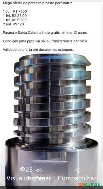 Ponteiras p haste perfuratriz 11/2 tubos de 48.3mm Imagem Ponteiras p haste perfuratriz 11/2 tubos de 48.3mm