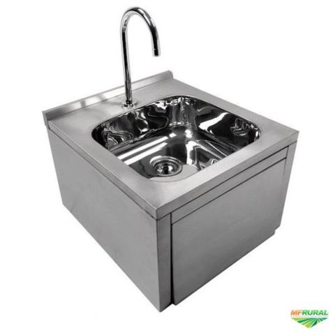 LAVATÓRIO DE MÃOS EM INOX - PIA DE ASSEPSIA ACIONAMENTO JOELHO Imagem LAVATÓRIO DE MÃOS EM INOX - PIA DE ASSEPSIA ACIONAMENTO JOELHO