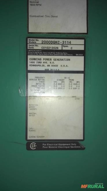 Imagem GERADOR DE 2MW, com 4 polos na garantia Imagem GERADOR DE 2MW, com 4 polos na garantia