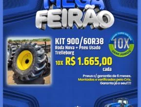 KIT 900/60R38 Rodas Nova + Pneu Usado