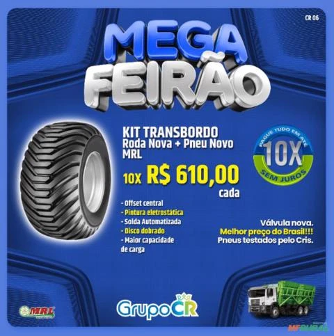 KIT  TRANSBORDO RODA NOVA + PNEU NOVO MRL