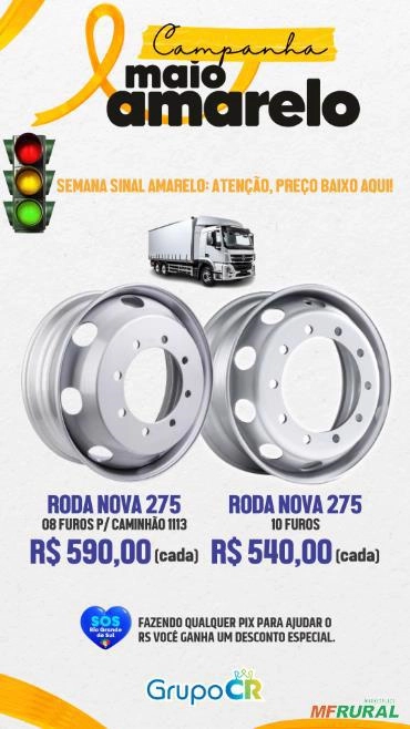 RODA NOVA 275 8 FUROS Imagem RODA NOVA 275 8 FUROS