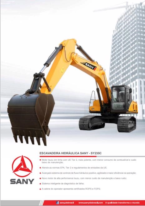 Imagem ESCAVADEIRA SANY 235 ANO 2013 Imagem ESCAVADEIRA SANY 235 ANO 2013