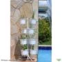 Kit Horta Vertical 10 Vasos Médios Raiz Brancos + Suporte Branco 2.0 + Substrato + Argila