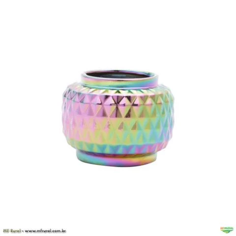 Mini Vaso de Cerâmica Rainbow Spikes Colorido 6,2cm x 8cm - 41119