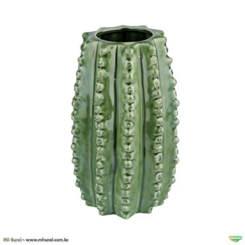 Vaso de Cerâmica Hedge Cactus Verde 20,5cm x 12,5cm - 40397