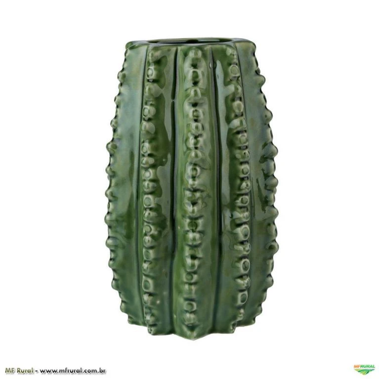 Vaso de Cerâmica Hedge Cactus Verde 20,5cm x 12,5cm - 40397