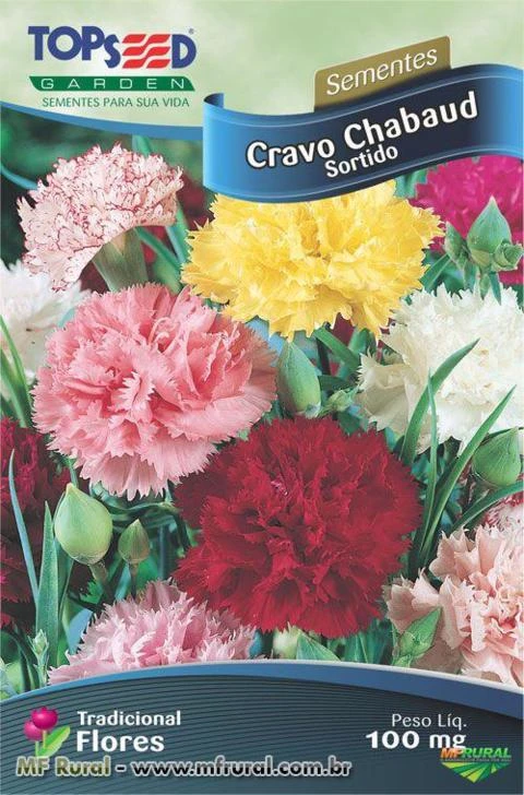Sementes de Cravo Chabaud Sortido 100mg - Topseed Linha Tradicional Flores