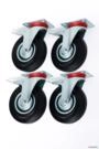 Kit 4 Rodízios Giratórios 5 Polegadas Borracha com Freio 100kg Reforçado Industrial Imagem Kit 4 Rodízios Giratórios 5 Polegadas Borracha com Freio 100kg Reforçado Industrial