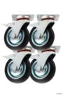 Kit 4 Rodízios Giratórios 3 Polegadas Borracha com Freio 40kg - Reforçado Industrial Imagem Kit 4 Rodízios Giratórios 3 Polegadas Borracha com Freio 40kg - Reforçado Industrial