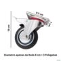 Kit 4 Rodízios Giratórios 3 Polegadas Borracha com Freio 40kg - Reforçado Industrial Imagem Kit 4 Rodízios Giratórios 3 Polegadas Borracha com Freio 40kg - Reforçado Industrial