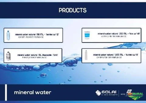 Água Mineral Alcalina Hidrotermal para Exportação - Origem Santa Catarina