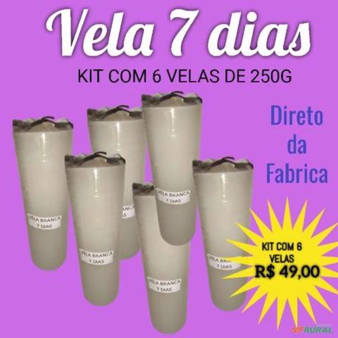 Vela de 7 dias - Kit com 6 velas votiva de 7 dias 250g