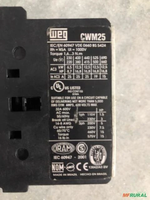 CONTATORA 3TB CWM25 8,7hp Siemens Weg C2438