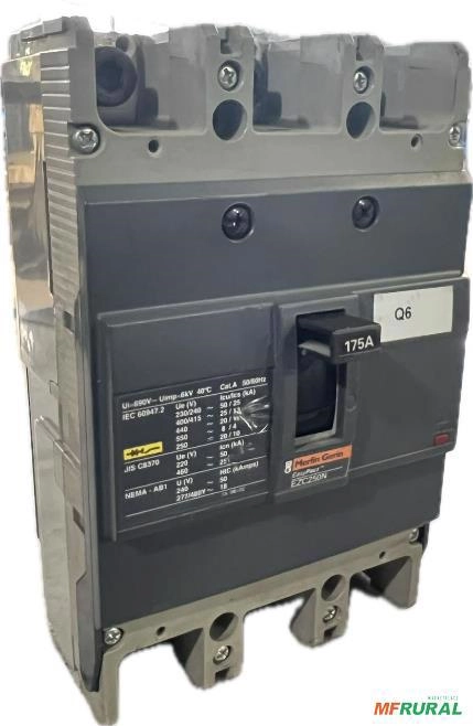 Disjuntor Caixa Moldada 175a GE ABB Merlin Gerin WEG C2559 Imagem Disjuntor Caixa Moldada 175a GE ABB Merlin Gerin WEG C2559