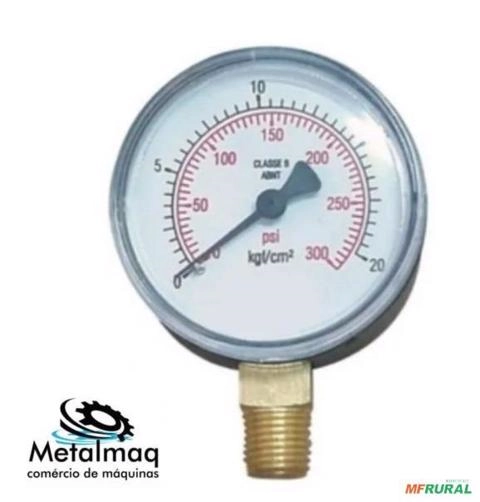 Manômetro Medidor De Pressão 300lbs Psi 12bar 1/4 C2684 Imagem Manômetro Medidor De Pressão 300lbs Psi 12bar 1/4 C2684