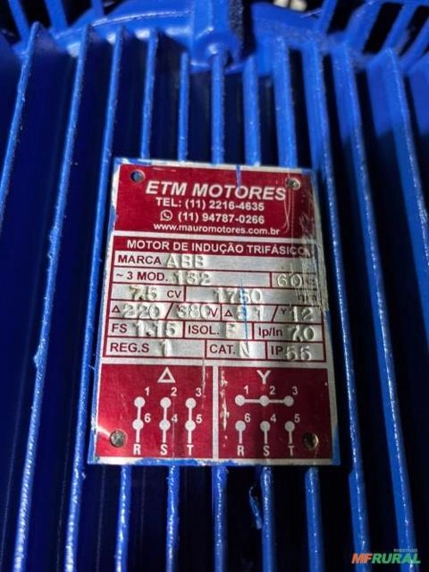 Imagem Motor elétrico 7,5 cv Tri 1700 rpm 4 p Recondicionado C3012 Imagem Motor elétrico 7,5 cv Tri 1700 rpm 4 p Recondicionado C3012