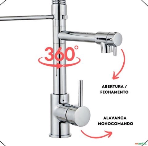 Imagem Torneira Cozinha Gourmet Pia Monocomando Extensível 50cm C2380 Imagem Torneira Cozinha Gourmet Pia Monocomando Extensível 50cm C2380