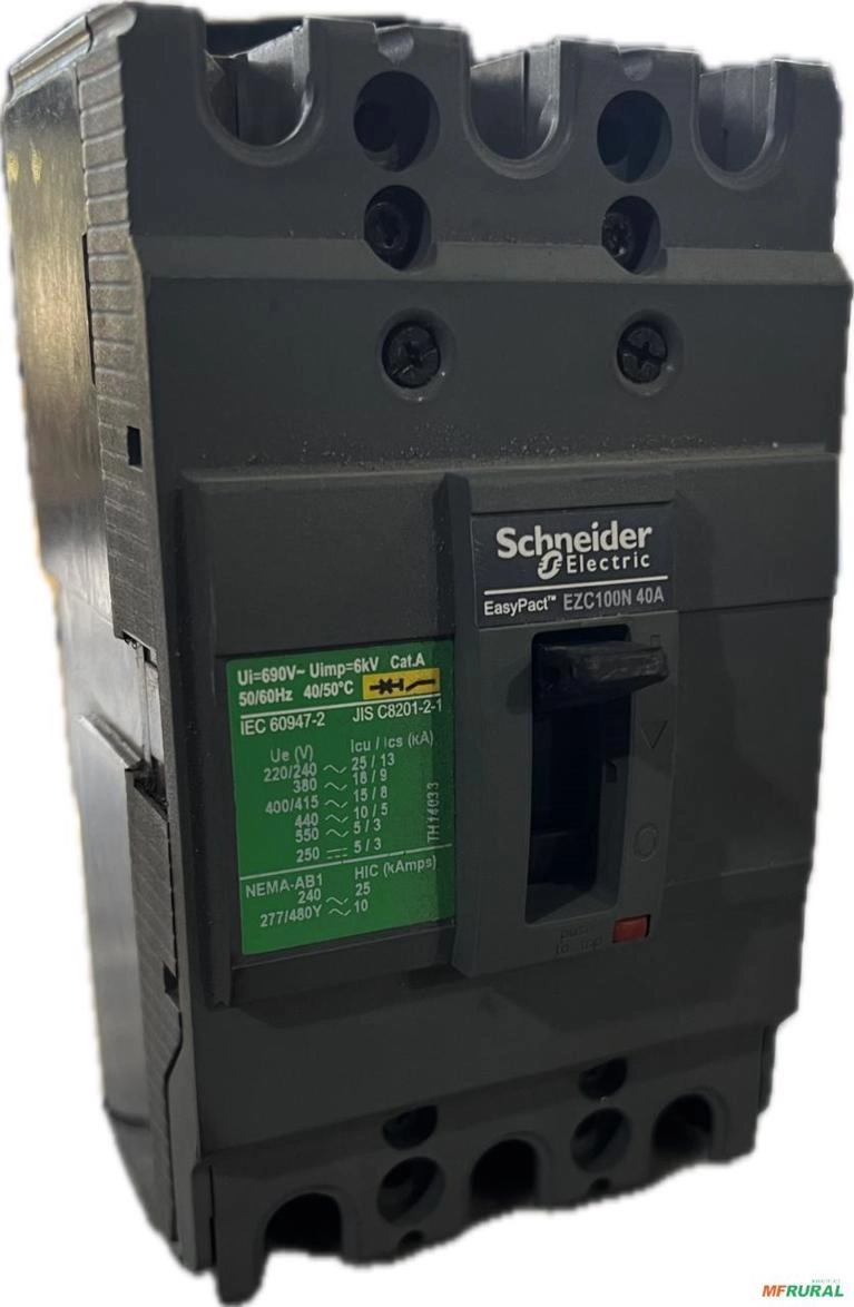 Disjuntor caixa moldada 40a GE ABB Merlin Gerin WEG C2429 Imagem Disjuntor caixa moldada 40a GE ABB Merlin Gerin WEG C2429