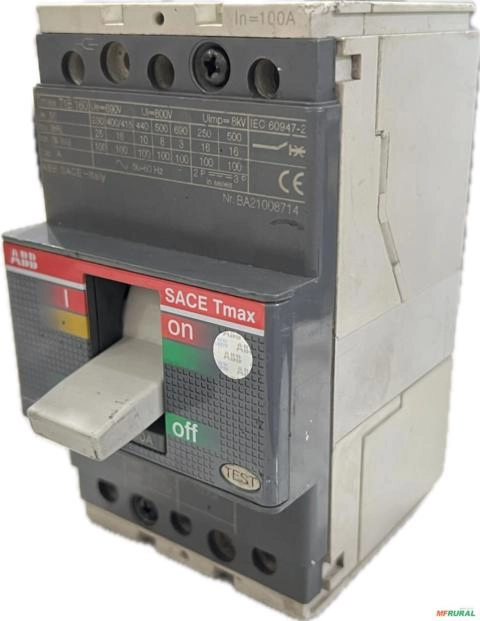 Disjuntor caixa moldada 100a ABB C2621 Imagem Disjuntor caixa moldada 100a ABB C2621