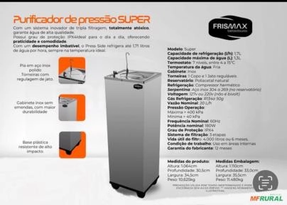 Imagem Bebedouro Purificador Por Pressão FRIMAX 220V C8221 Imagem Bebedouro Purificador Por Pressão FRIMAX 220V C8221