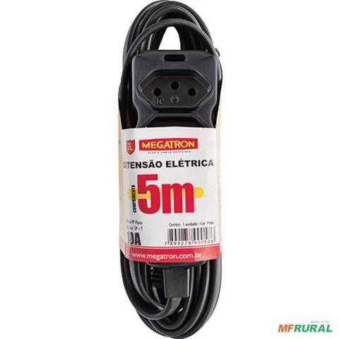 EXTENSÃO MEGATRON PP 0,75 05MT 2P+T10A PT C12095 Imagem EXTENSÃO MEGATRON PP 0,75 05MT 2P+T10A PT C12095