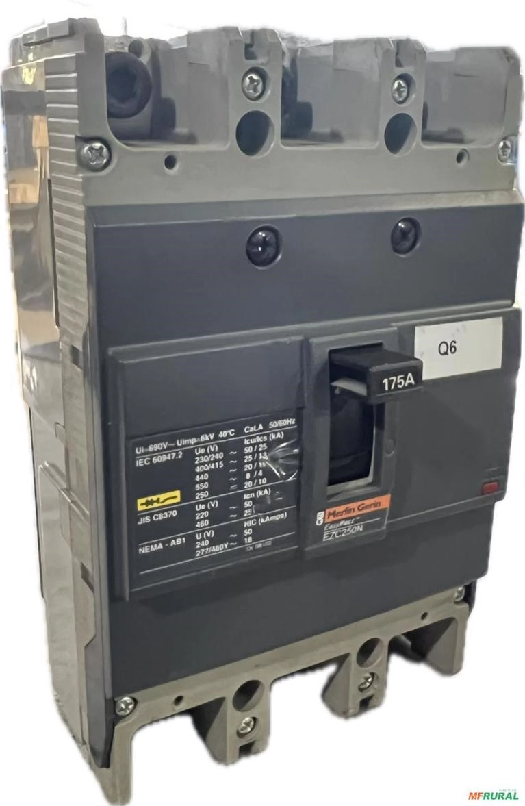 Disjuntor caixa moldada 175a GE ABB Merlin Gerin WEG C2559 Imagem Disjuntor caixa moldada 175a GE ABB Merlin Gerin WEG C2559