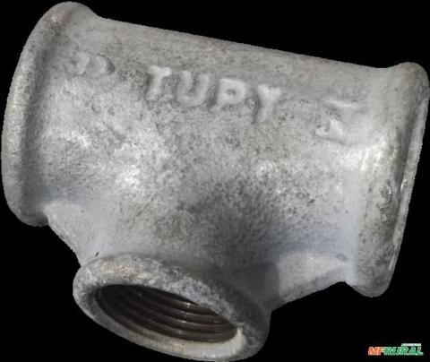 Conexão Redução Tupy Tee Ferro Galvanizado 1x3/4 C8624 Imagem Conexão Redução Tupy Tee Ferro Galvanizado 1x3/4 C8624